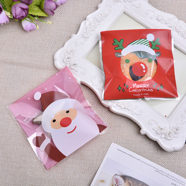 50st julpåse Jultomten Cellofan Present Cookie Fudge Candy Självhäftande