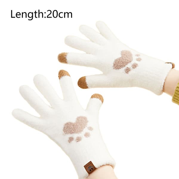 Damevanter Vinter Varme Touchscreen Handsker Dame Termiske Kabelstrikkede Uld Beige KLB