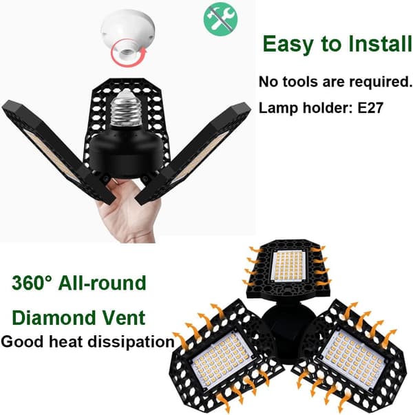 40W LED-garagelys, lampe til garage, værksted, lager og kælder
