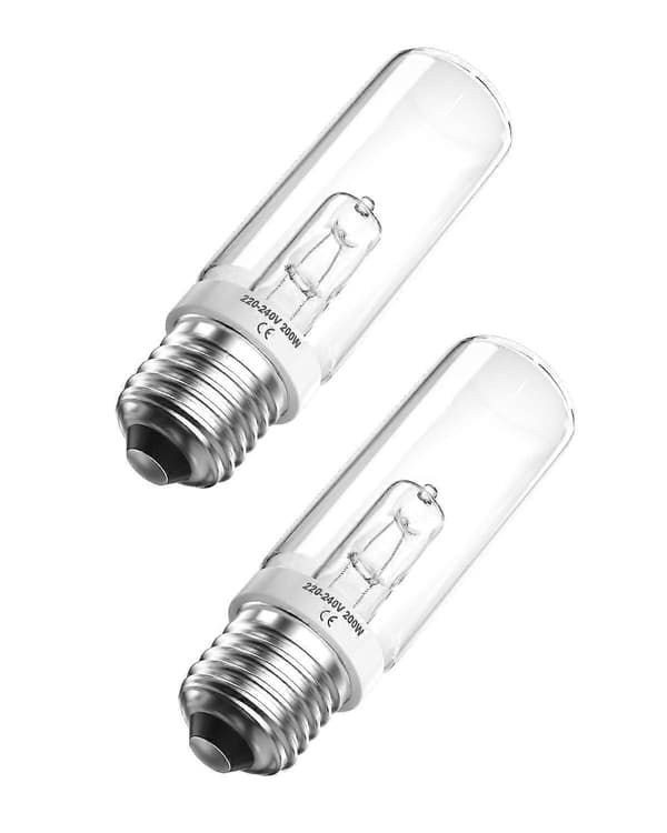 Dimmable 200W E27 Tubular Bulb, Warm White, 2800K, JDD E27 Edison Bulbs, High Brightness 2820 Lumens, AC220-240V, 2-Pack