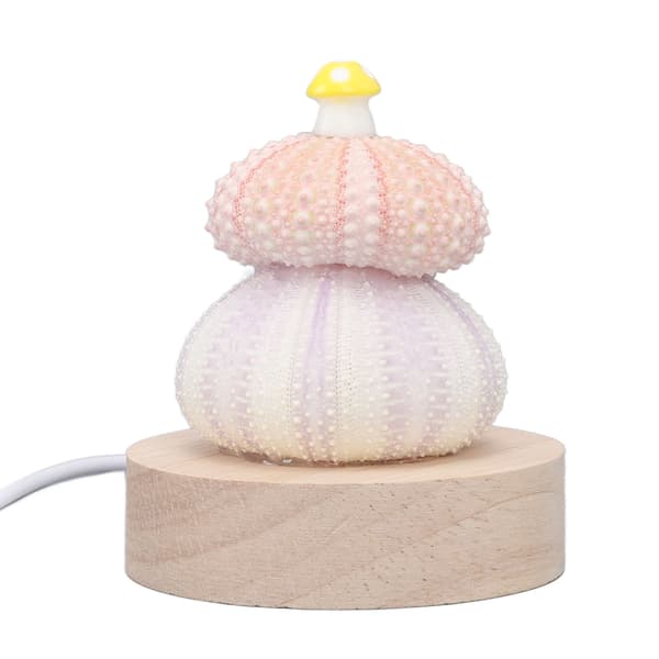 LED Night Light Warm White USB Plug in Natural Shell Body Cute Mushroom Decor Bedside Lamp