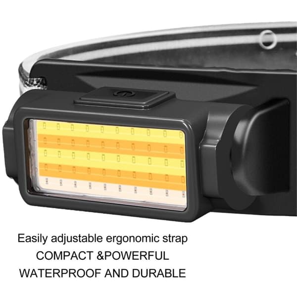 Rechargeable LED COB Headlamp for Camping Hiking, Lightweight Waterproof with Comfortable Headband