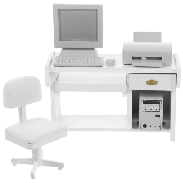 1 sæt mini kontorlegetøj lille hus computer model miniature kontorpynt til børns dukkehus