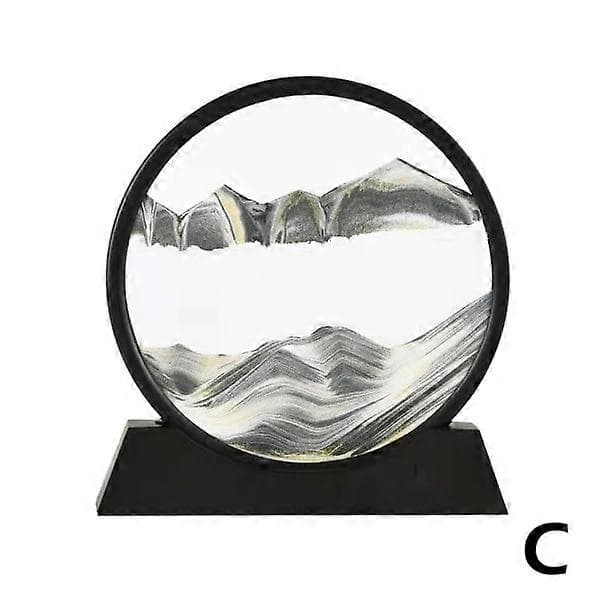 CZQIKEDA Rörlig Sand Konst Bild Sandlandskap, 3D Dynamisk Rund San svart One-size