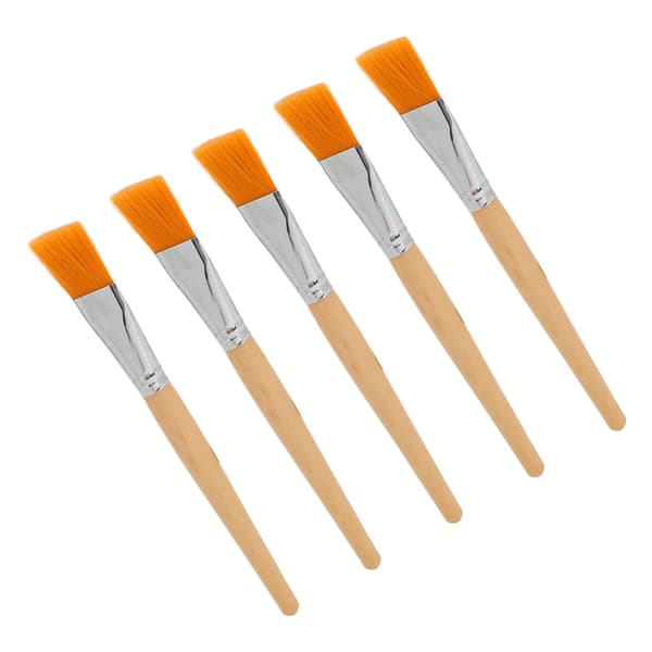 5 Pcs Face Application Makeup Brushes, Soft DIY Wooden Handles, Cosmetic Fan Brush Set for Mud Mask