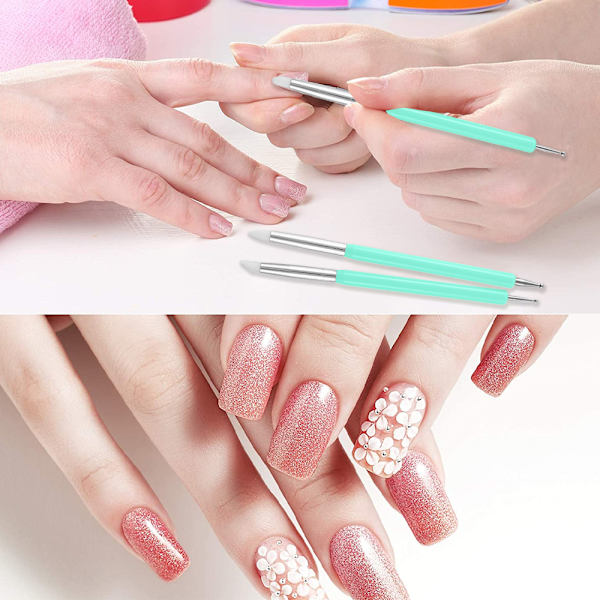 5-pack Nagelkonst Dotting Verktyg Pennor Dubbelhuvud Karvningspenna Nagel Silikonborstar Set
