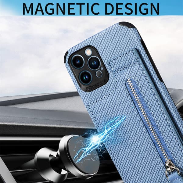 Læderkortholder Magnetisk Pung Etui iPhone 14 / 14 Pro / 14 Pro Max, iPhone 13 / 13 Pro / 13 Pro Max, iPhone 12 / 12 Pro / 12 Pro Max Sort