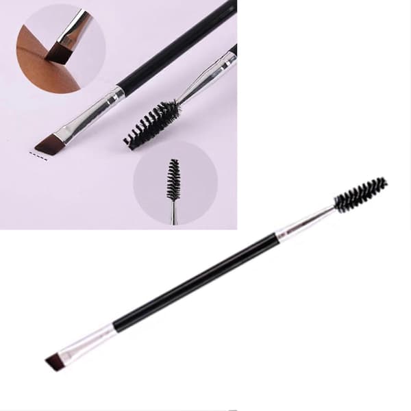 Angled Double-Ended Eyebrow Brush with Spoolies 15cm Portable Makeup Tool