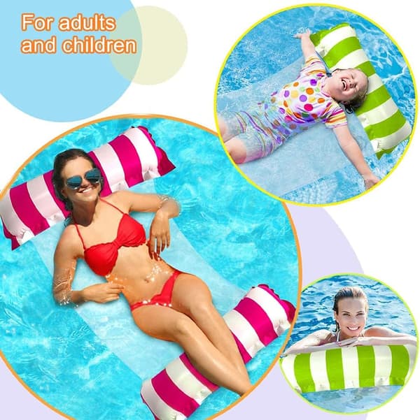 Summer Gift Pool Floats, Leak-Proof Design Versatile 4-in-1 Portable Pool Chair Float, Inflatable Water Hammock For Pool, Beach, Vacation