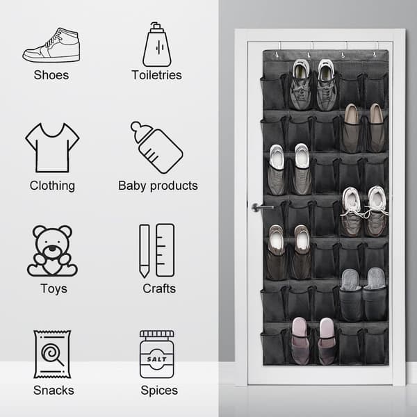 Wall-mounted shoe rack, hanging shoe storage with 35 large pockets, hanging storage over the door, foldable shoe rack wi