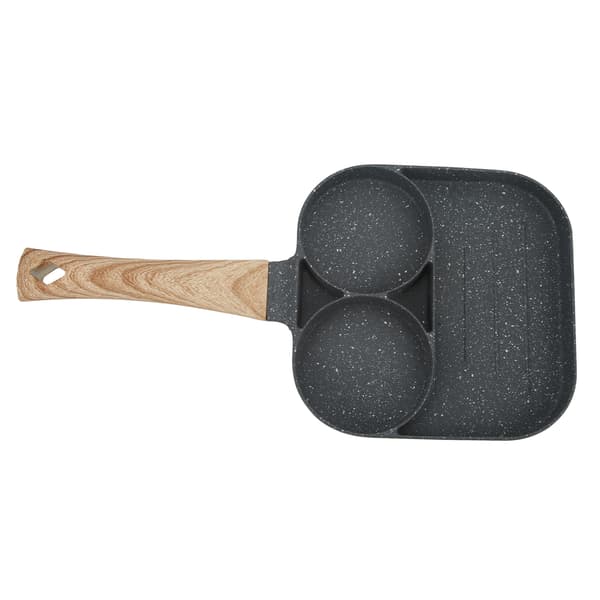 Egg Burger Maker Pan 3 Sections Divided Grill Frying Pan Non Stick Omelette Pan for Home Kitchen