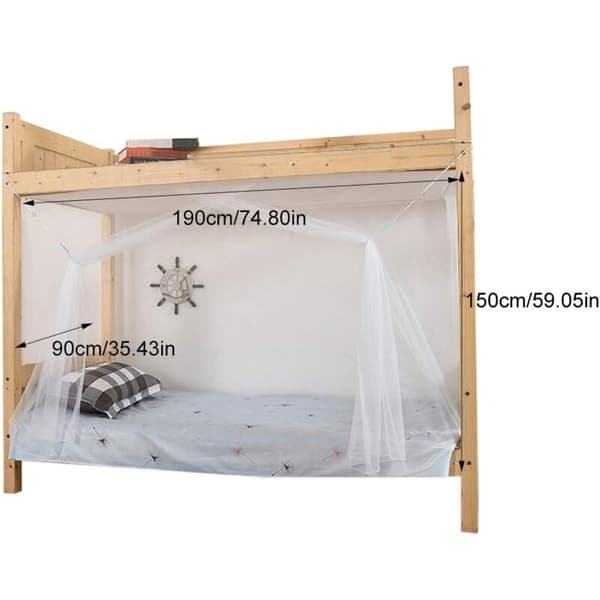 White Mosquito Net for Bunk Bed Student Bed Portable Bed Square 90x190x160cm