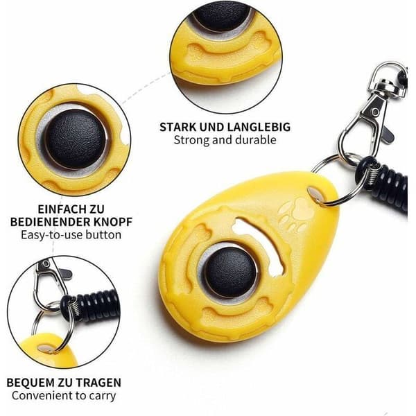 Hundklickers 5-pack Hundklickers med handledsrem - Stor knappklicker, 5 färger, från DEBUNS