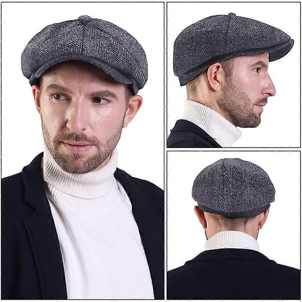 Herre Flat Cap, Flat Cap Baker Boy Hat Flat Cap Justerbar Størrelse