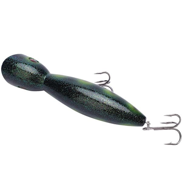 Bærbar PC-simulering Kunstig Popper-agn Fiskeutstyr Treble Hooks (mørkegrønne flekker)