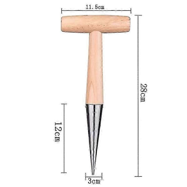 Garden Hole Puncher with Wooden Handle Comfortable Hole Digger Garden Tool for Sowing