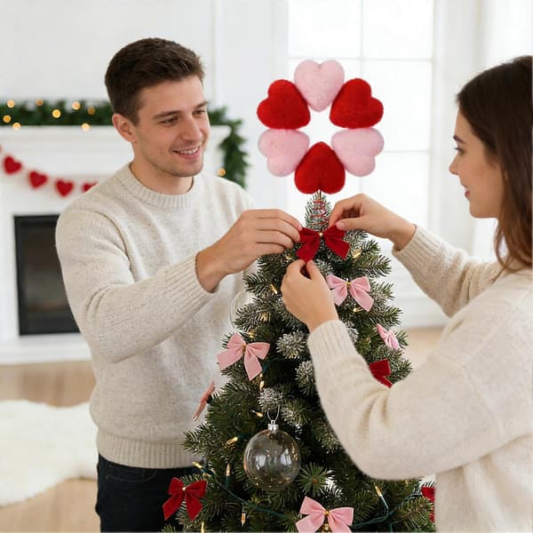 Valentine's Day Tree Topper Romantic Decor Large Plush Heart Tree Topper (FMY)