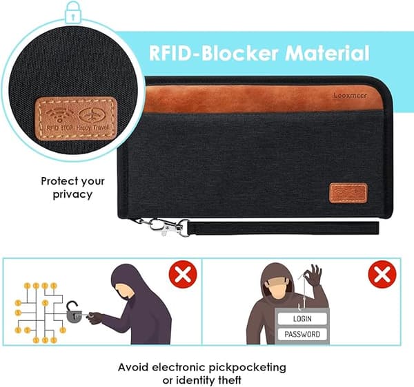 RFID-blokkerende reiselommebok med passholder - Svart organizer-etui-FA-
