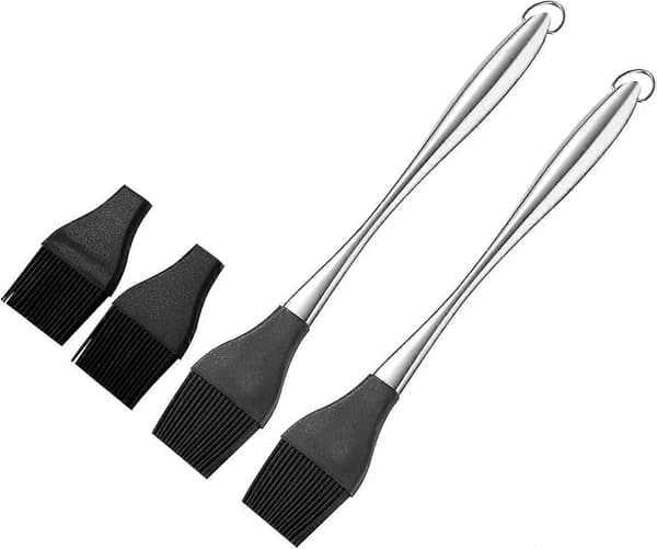 2-pakke silikon BBQ-børste, rustfri børste med silikonbust, 30 cm (11,8 \")