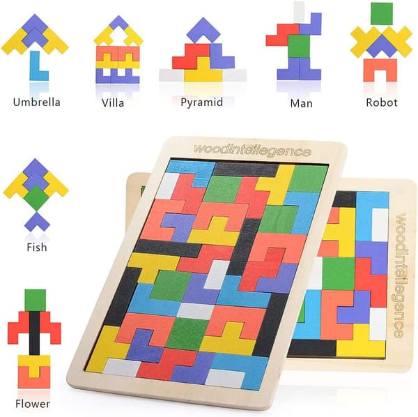 2 puisen tangram-logiikkapelin setti