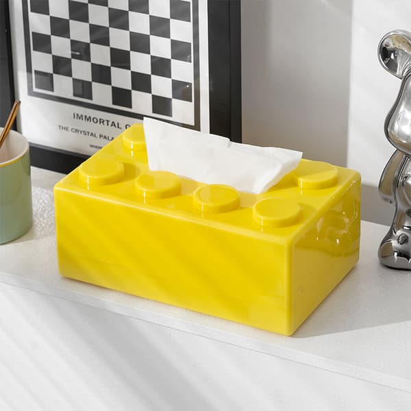 Black Wooden Tissue Box, Rectangular Tissue Box, Building Block Tissue Box with Pull-Out Bottom, Cute Home Decor for Bathroom Living Room