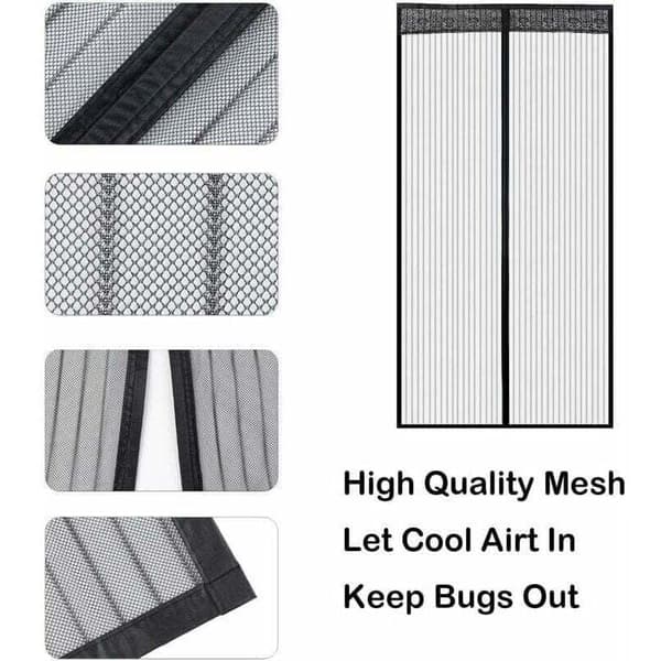 Magnetic Door Screen 140x220cm, Ultra-Fine Mesh Fly Curtain for Doors, Automatic Closing, No Drilling, Black