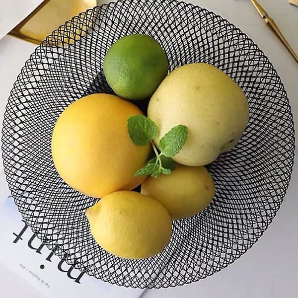 Metal Mesh Fruit Basket for Kitchen Counter, Black Decorative Table Centerpiece