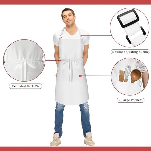 Forkle i Plus Size, Vanntett Polyester Med 2 Lommer Og Justerbar Halsstropp, Unisex For Matlaging Grilling Baking Arbeid, Hvit 35x38 Tommer