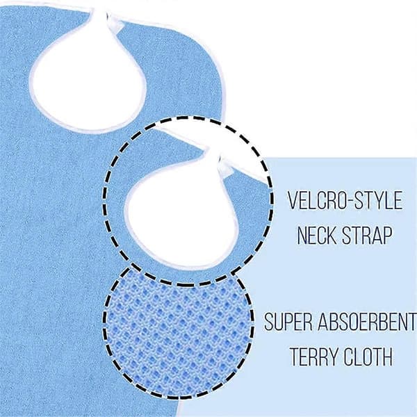 Adult Bib with Pockets Reusable Elderly Feeding Aid Unisex