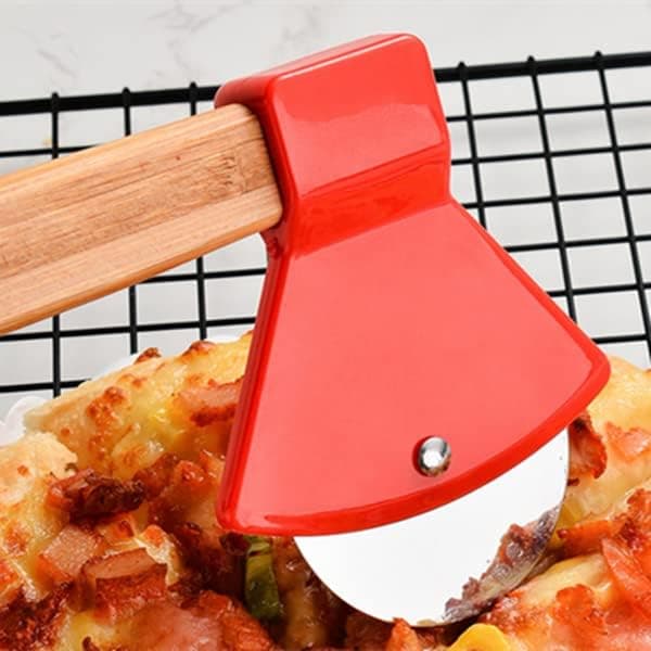 Pizzaøks med bambushåndtak og skarpt roterende blad for pizza