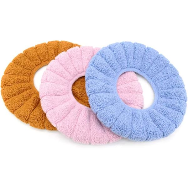 Soft, Thicker, and Warmer Stretchable Washable Toilet Seat Covers, 3-pack