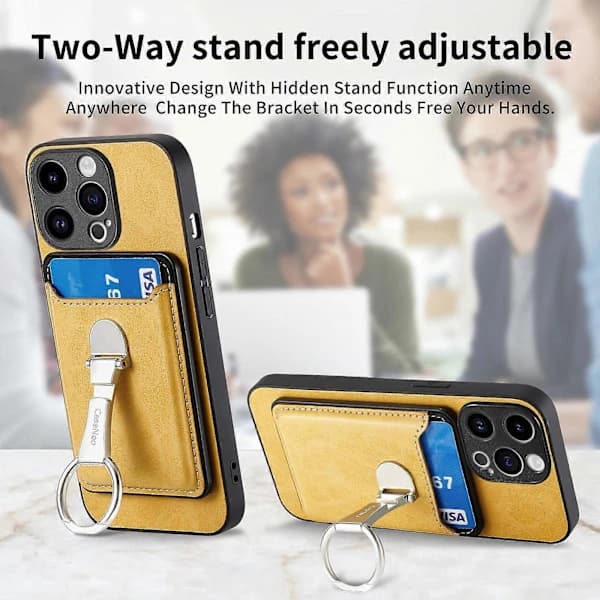 (Ny) Hudfølelse Ringholder Pung Magnetisk Telefoncover Gul Til iPhone 15 Pro