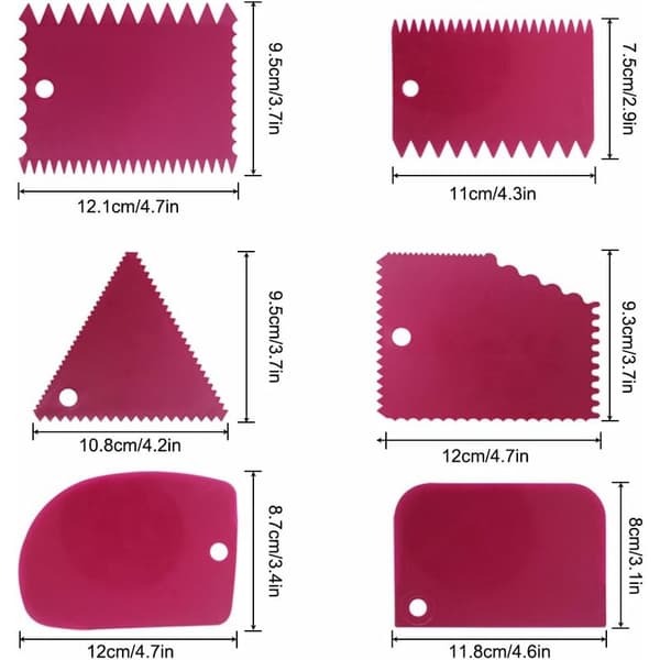 Fondant Cake Scraper Smoother Set with 6 Decorative Cake Scrapers and 5 Fondant Smoothing Tools