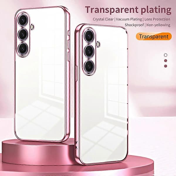 Case for Samsung Galaxy S25 Electroplated Frame Soft TPU Phone Case - Transparent