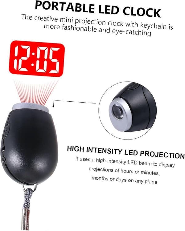 Projektion Elektronisk Mini Digitalt Ur LED Loftprojektor Bærbart Digitalt Ur sort