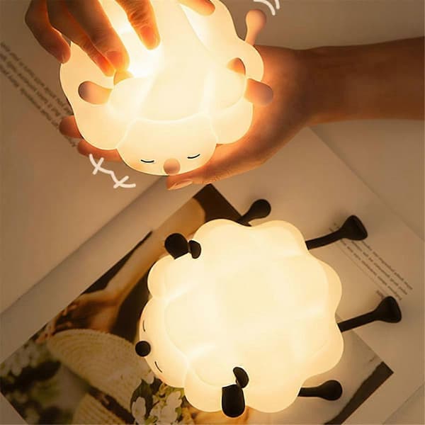 LED Cute Sheep Night Light USB Silicone Night Light Rechargeable Touch Sensor Night Light Sheep Lamp