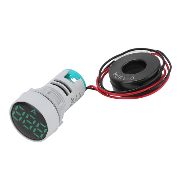 Digital strømmåler krystallpanel amperemeter rund signalindikator AC 220V AD16‑22DSAGrønn