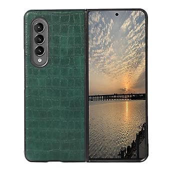 Krokodille-tekstureret PU-læderetui til Samsung Galaxy Z Fold4 (grøn)
