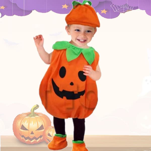 Børns Halloween-kostumer, babymodellerings-performance-kostumer, søde græskar-tøj, egnet til højde 95-100cm