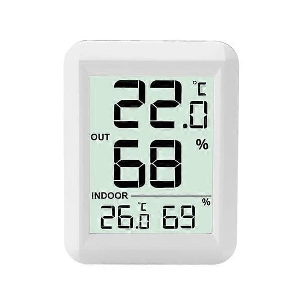 Wireless Thermometer and Hygrometer for Indoor and Outdoor Use, White White -Sy