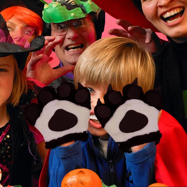 1 par pandaklohandskar i plysch, varma vinterhandskar -