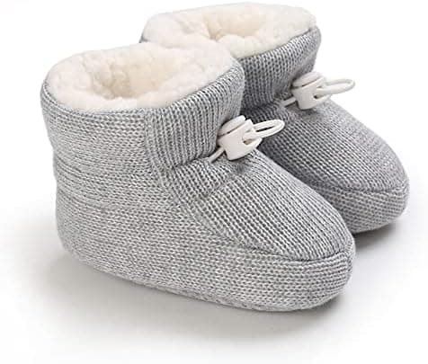 6-12 månader vår Baby Vinter Varma Fleece Bootie, Nyfödd Halkfri