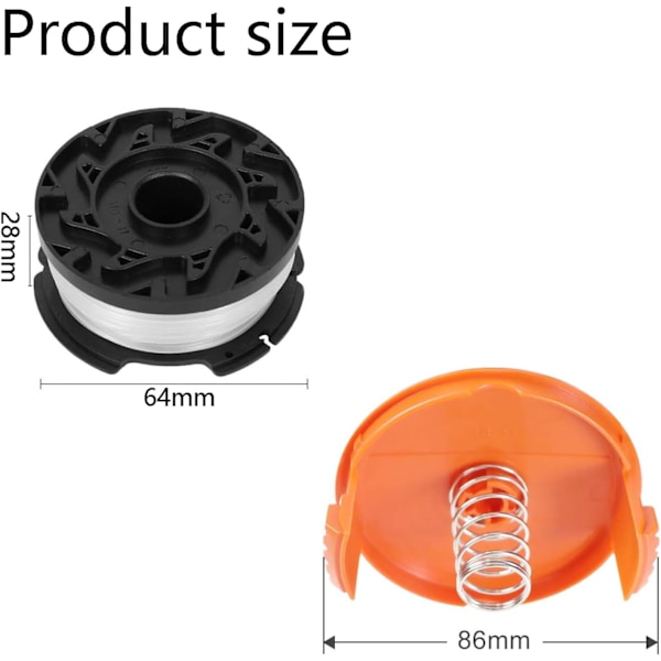 2 stk. Black and Decker trimmer spole, sort og trimmertråd og 1 strengtrimmer spolelåg 100 spolepose (2+1+1)