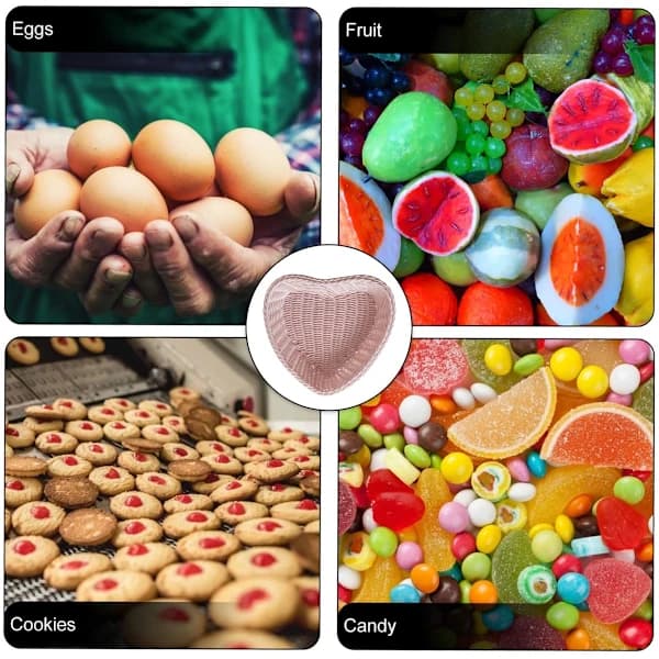 Heart-shaped Imitation Rattan Basket, Durable Rustic Storage Basket for Candy, Fruit, Snacks for Weddings, Home and Desk