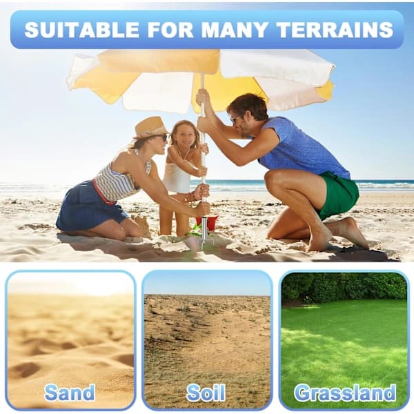 [EN] Beach Umbrella Base, Adjustable Metal Base with Anchor, Umbrella Holder with 4 Removable Support Rods