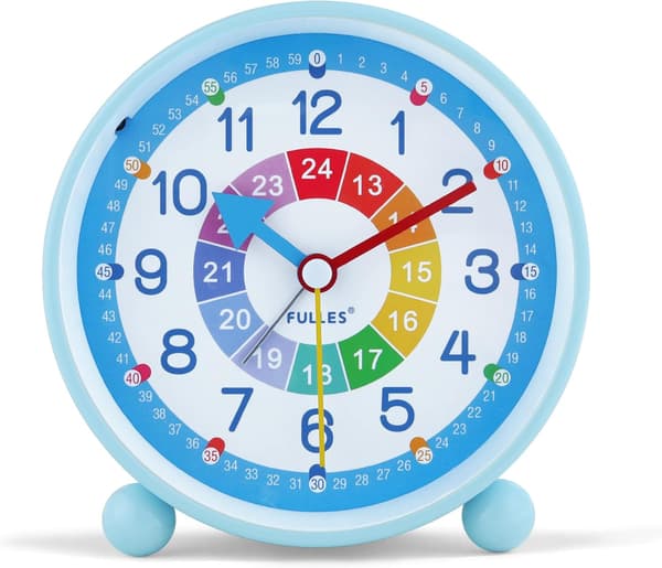 Silent Kids Alarm Clock, Blue Metal Alarm Clock Night Light