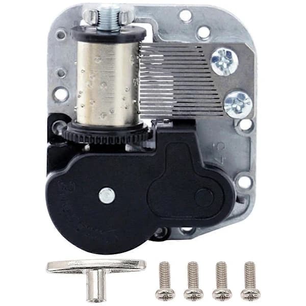 Music Box Winding Parts Clockwork Design Spring Mechanism DIY Project 5.00X4.50X2.00CM Silver 1 Set Silver 5.00X4.50X2.00CM