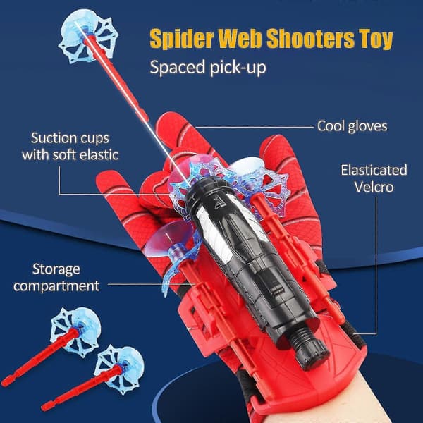 Web Shooter Launcher Legetøj, Elektrisk hjul-i Spider Web Shooters ægte silke, Legetøj til Halloween Børn Superhelte Rollespil