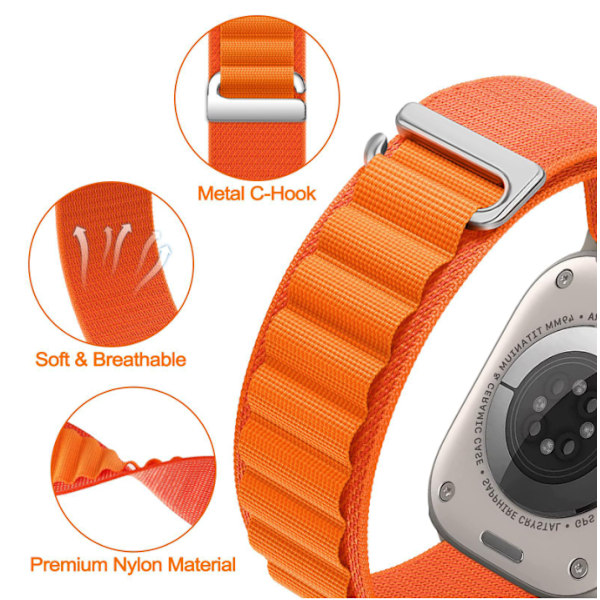 Nylon Loop -kellon ranneke Apple Watch Ultra 9/8/7/6/SE/5 38/40/41mm Oranssi + Vihreä + Tähtisumu 38/40/41mm