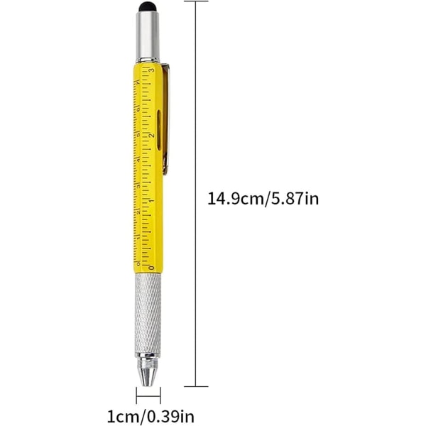 En multifunktions pen med seks funktioner - metalpen med lineal